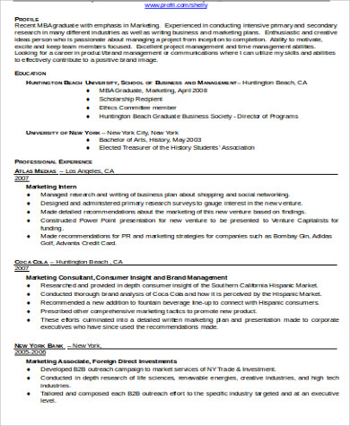 Objective in resume for mba admission