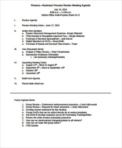 business review meeting agenda