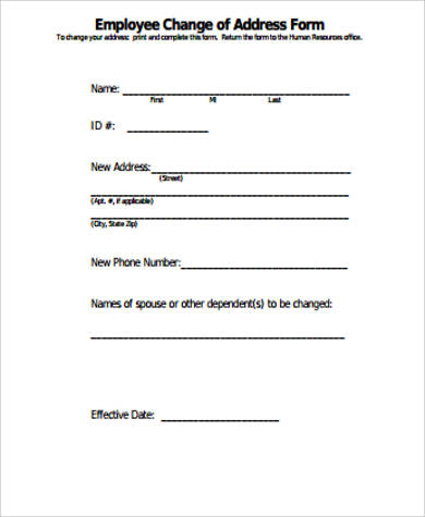 employee change of address form