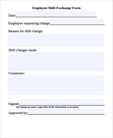 employee shift exchange form pdf