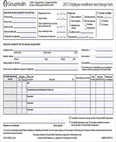 employee enrollment and change form