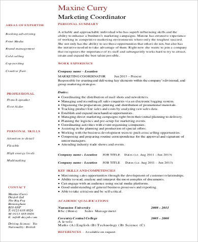 marketing coordinator resume