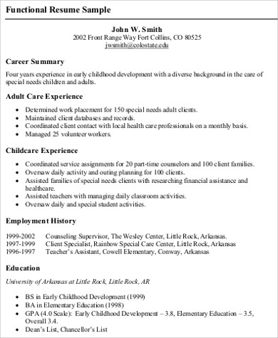 functional resume in pdf