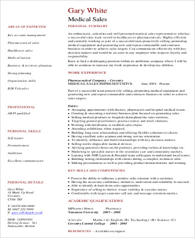 medical sales resume pdf