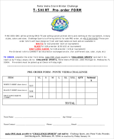 School Fundraiser order form Template Best Of Example T Shirt order form  Google Search Pto