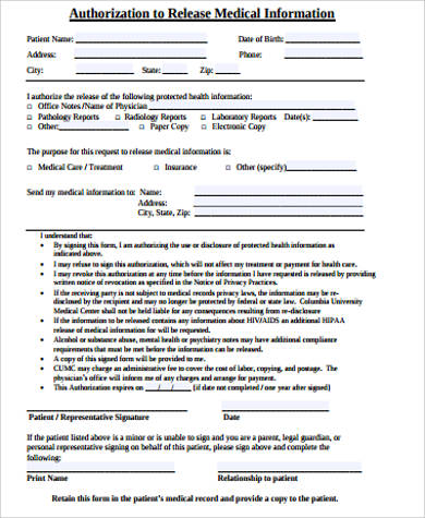 medical information release form pdf