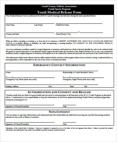 youth medical release form pdf