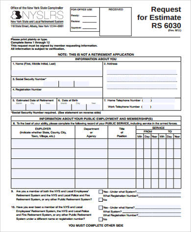 request for estimate form