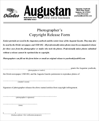 simple photo copyright release form