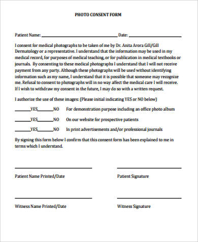 patient photo consent form