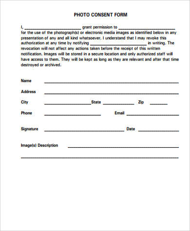 photo consent form example