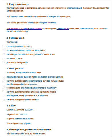 chemical job engineering samples ms word pdf sample