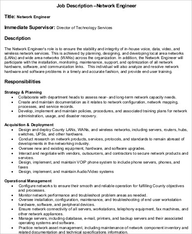 Director of network engineering job description