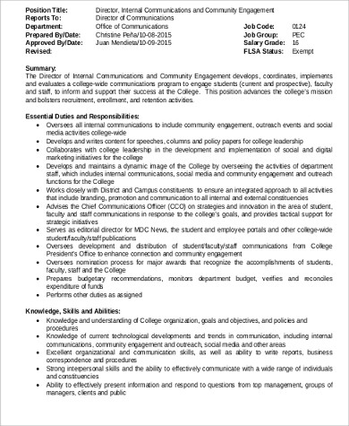 internal communications director job description