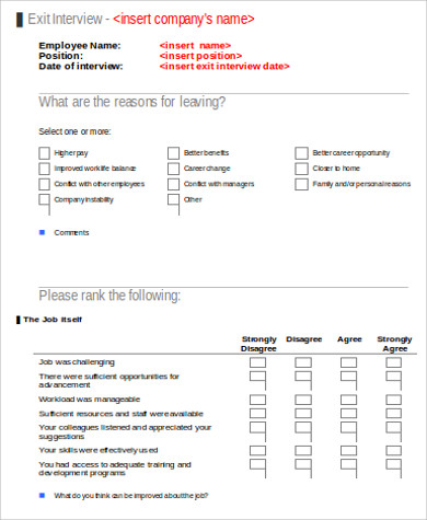 employee exit review form 