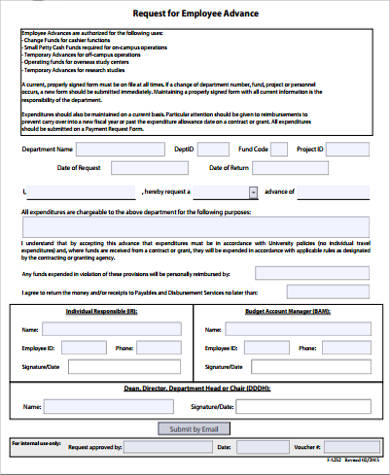 employee advance request form