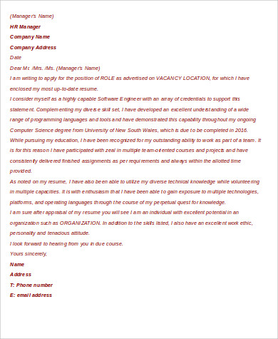 cover letter example software engineer