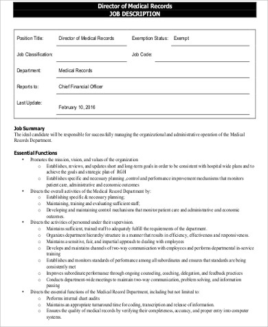 medical records director job description