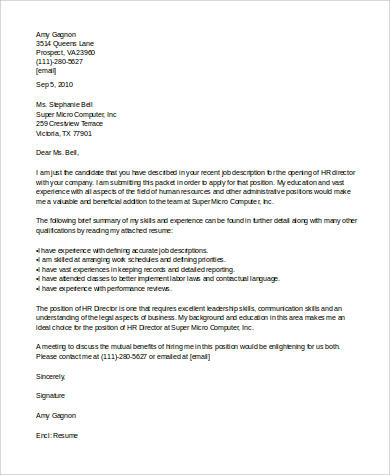 cover letter for director human resources