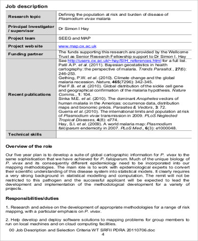 sample research zoologist job description