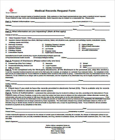 medical records request form pdf