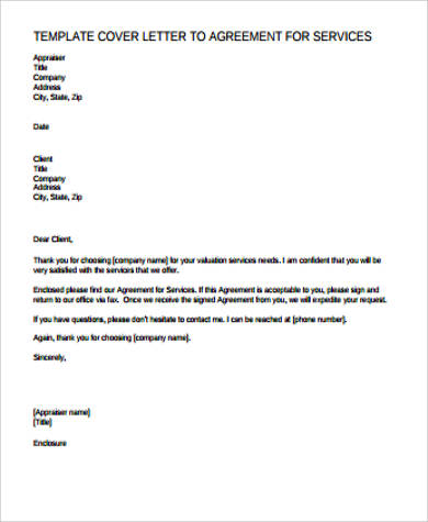 cover letter for sending agreement