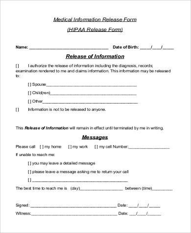 Hipaa Compliant Authorization Form For The Release Of Patient