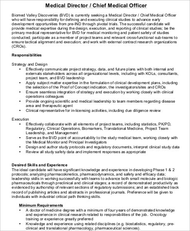 chief medical officer job description skills