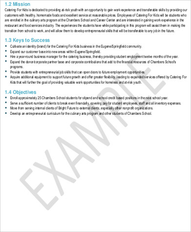 food catering business plan example