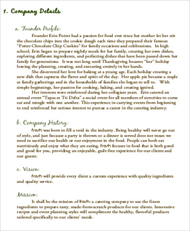 example of catering company business plan