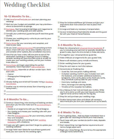 Best Wedding Checklist Printable