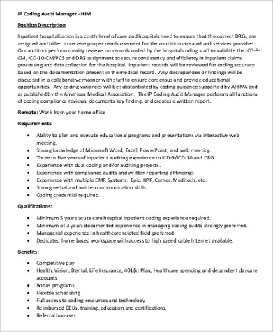 medical coding auditor job description