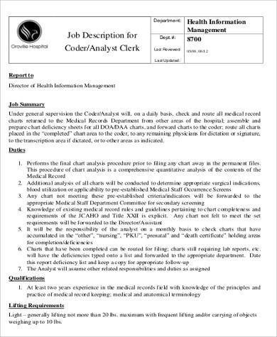 job description for medical coding auditor
