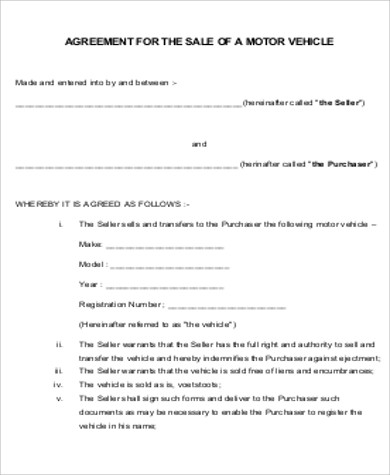 5 conditions agreement for letters PDF 8 Sample  Word, Agreement Sales in Vehicle Examples