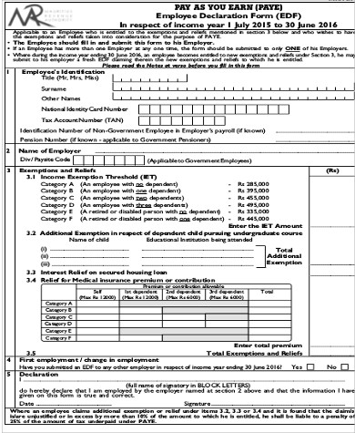 employee tax declaration form 