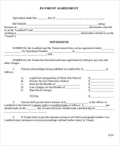 legal payment agreement form