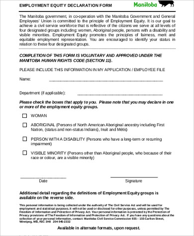 employee equity declaration form
