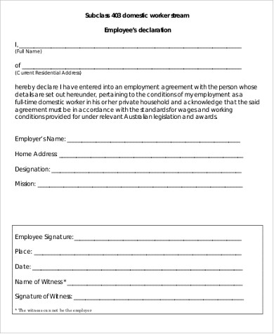 employee declaration form