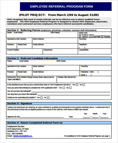 FREE 10  Sample Employee Referral Forms in MS Word PDF