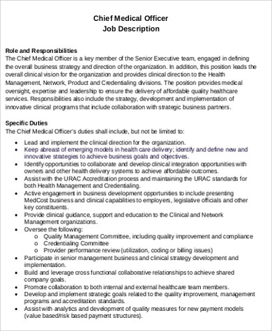 FREE 12 Medical Officer Job Description Samples in MS Word PDF