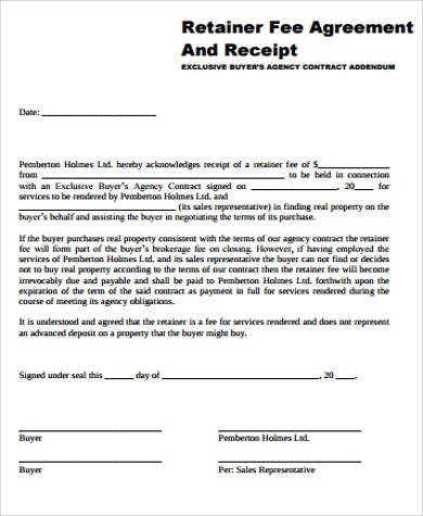 retainer fee agreement example