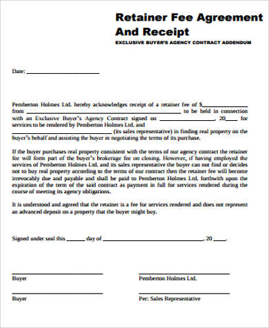 cost lawyer agreement Sample  Agreement Retainer Sample, Free 10  Example