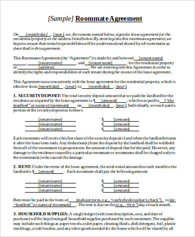 simple roommate lease agreement form