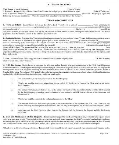 commercial property lease agreement pdf