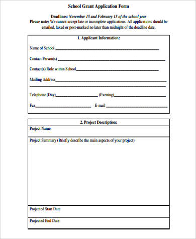 school grant application form in pdf