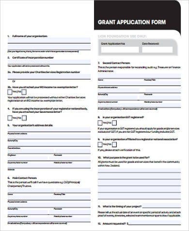 grant application form example