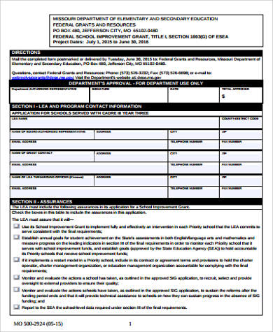 school improvement grant application form