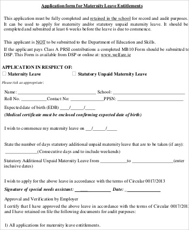 maternity leave application 