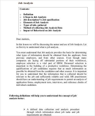 job analysis steps pdf