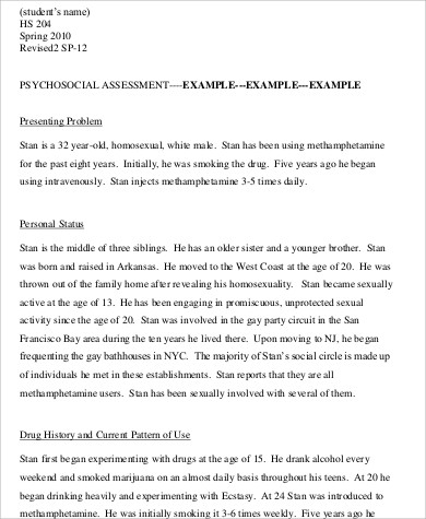 psychosocial assessment example
